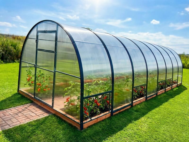 Теплица Урожай Антишторм с открывающейся крышей, сдвижная панель 1 м